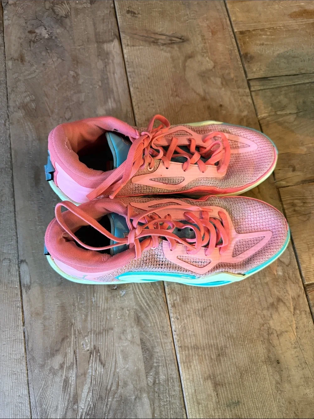 Jordan Men’s Pink and Aqua Athletic Sneakers